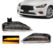 DURAFORCE Front Bumper Lower Turn Signal Fog Light Pair for 2014-2020 Infiniti Q50 Sport