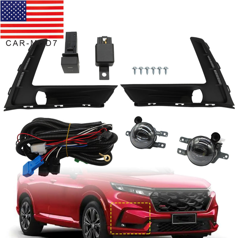 DURAFORCE Honda CRV 2023-2024 Front Bumper LED Fog Lights Set w/ Switch & Wiring Harness