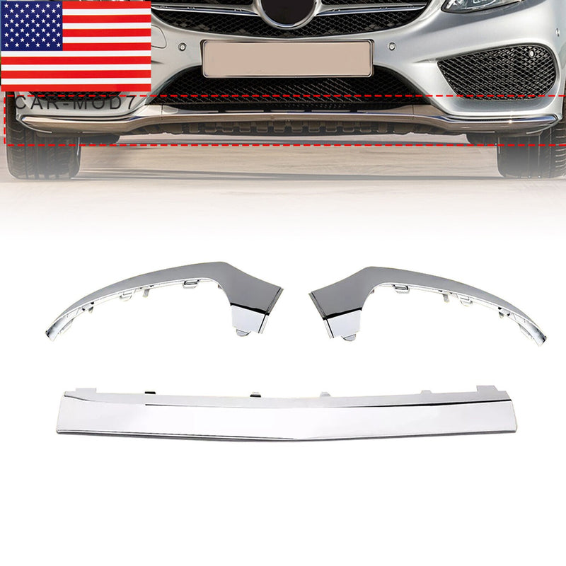 DURAFORCE Mercedes-Benz W205 AMG Front Bumper Lower Lip Chrome Molding Trim 2015-2018