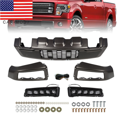 DURAFORCE 2009-2014 Ford F150 Front Steel Bumper Black Raptor Style with LED Lights