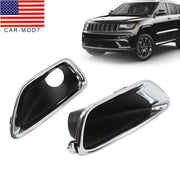 DURAFORCE Chrome Front Bumper Fog Light Cover Bezel for Jeep Grand Cherokee 2017-2021
