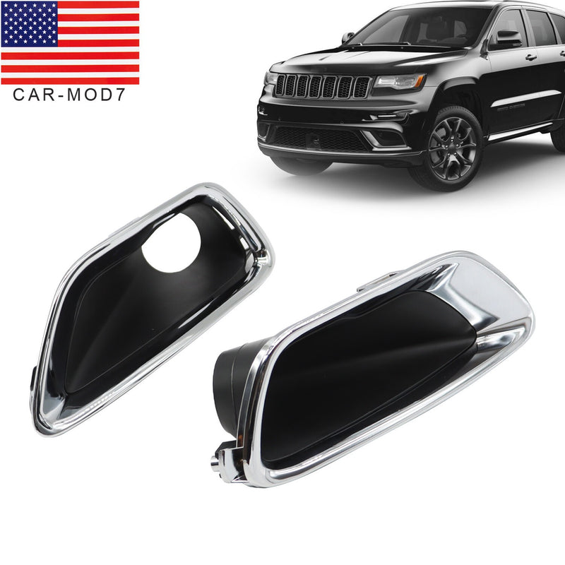 DURAFORCE Chrome Front Bumper Fog Light Cover Bezel for Jeep Grand Cherokee 2017-2021