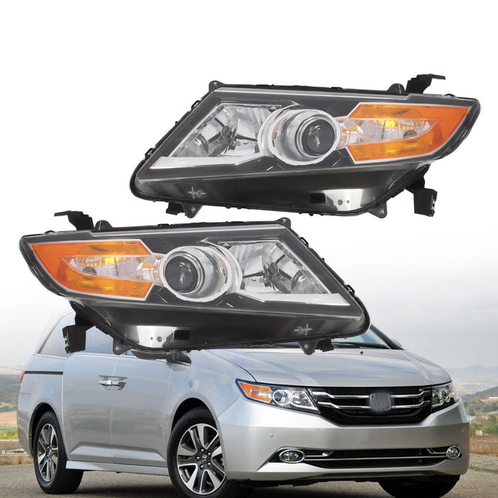 DURAFORCE 2014-2017 Honda Odyssey Halogen Black Headlight Set Left & Right Side