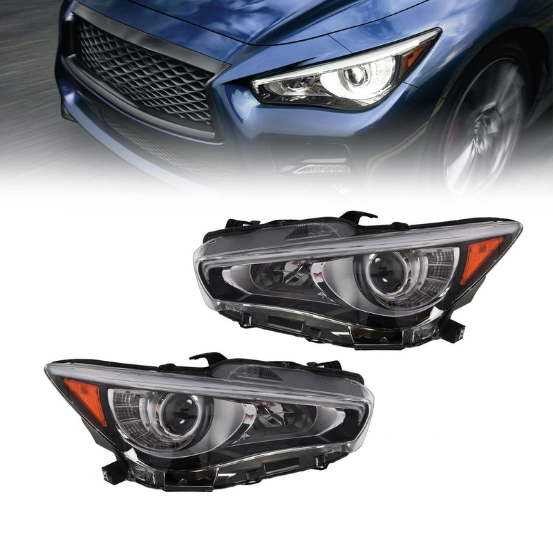DURAFORCE Infiniti Q50 2014-2022 Headlights Pair Left & Right LED DRL Projector w/o AFS