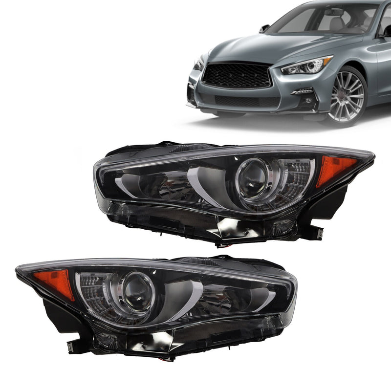 DURAFORCE Infiniti Q50 2014-2022 Headlights Pair Left & Right LED DRL Projector w/o AFS