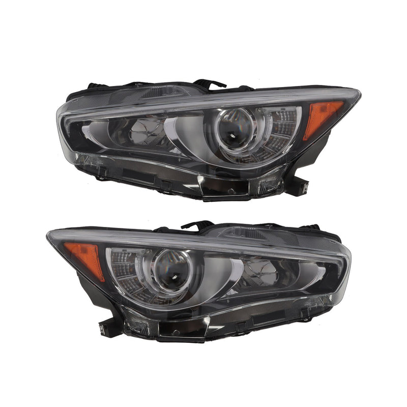 DURAFORCE Infiniti Q50 2014-2022 Headlights Pair Left & Right LED DRL Projector w/o AFS