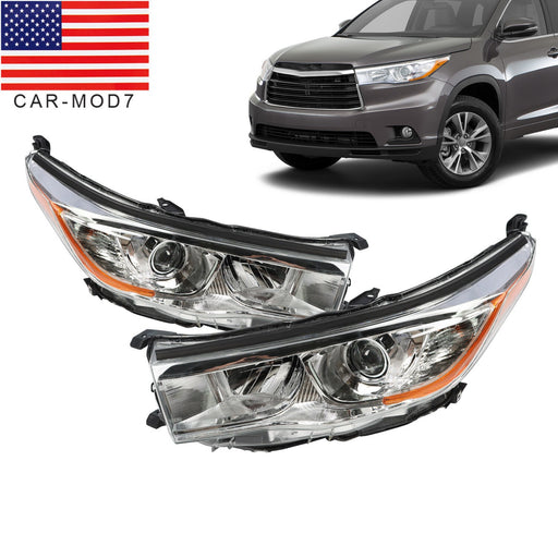 DURAFORCE 2014-2016 Toyota Highlander LE XLE Halogen Projector Headlights L+R Set