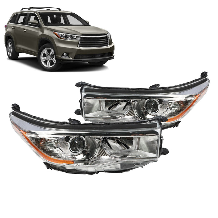 DURAFORCE 2014-2016 Toyota Highlander LE XLE Halogen Projector Headlights L+R Set