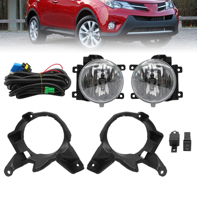 DURAFORCE Halogen Fog Lights Front Bumper + Bulbs & Wiring for 2013-2015 Toyota
