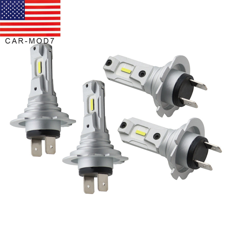 DURAFORCE H7 LED Headlight Bulbs 6500K Super White High Low Beam Kit 4Pcs Bright