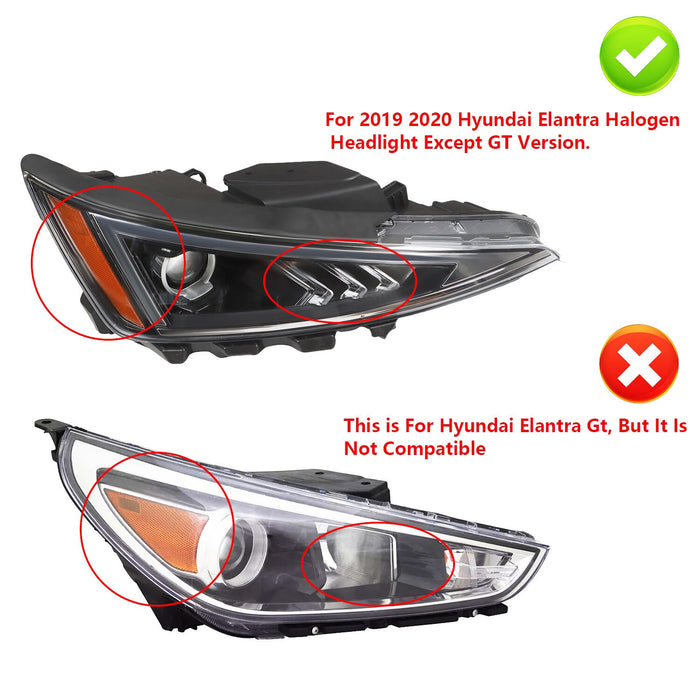 DURAFORCE 2019-2020 Hyundai Elantra Sedan Right Side Passenger Headlight Replacement