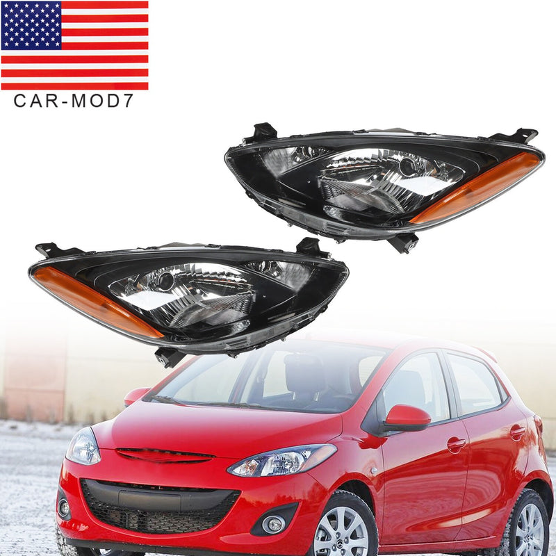 DURAFORCE Halogen Headlights Left & Right for 2011-2014 Mazda 2 LH + RH Sides