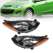 DURAFORCE Halogen Headlights Left & Right for 2011-2014 Mazda 2 LH + RH Sides