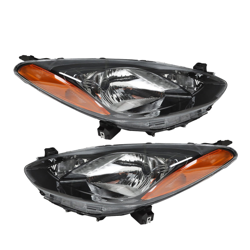 DURAFORCE Halogen Headlights Left & Right for 2011-2014 Mazda 2 LH + RH Sides