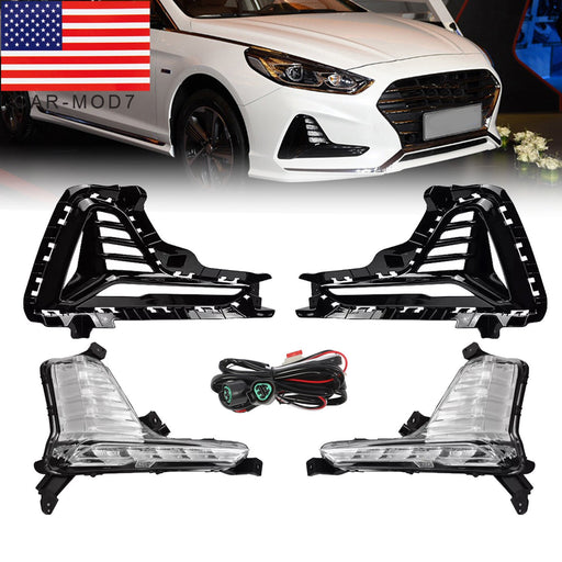 DURAFORCE 2018-2019 Hyundai Sonata LED Fog Light DRL Lamps & Cover Bezels Left & Right