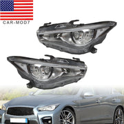 DURAFORCE LED Headlight for 2014-2022 Infiniti Q50 Left & Right Side Chrome Headlamp