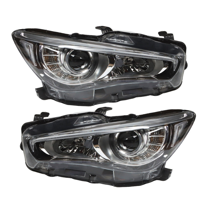 DURAFORCE LED Headlight for 2014-2022 Infiniti Q50 Left & Right Side Chrome Headlamp