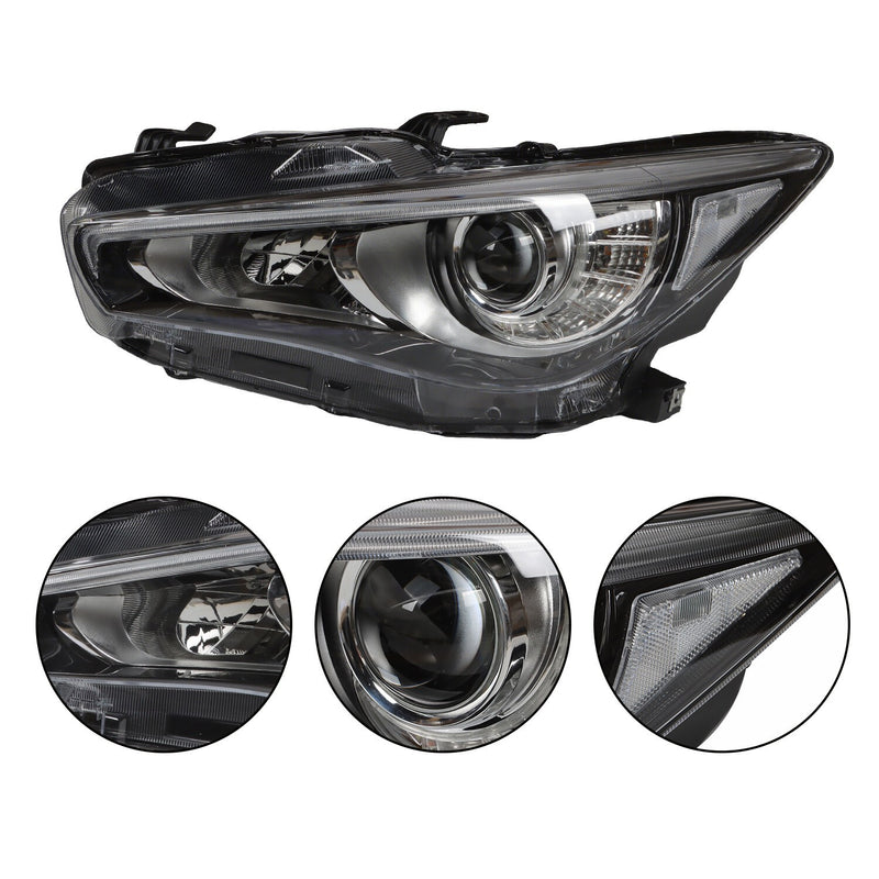 DURAFORCE LED Headlight for 2014-2022 Infiniti Q50 Left & Right Side Chrome Headlamp