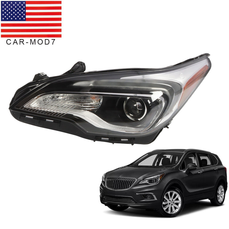 DURAFORCE Left Halogen Headlight w/ LED DRL Bulbs for 2016-2018 Buick Envision Driver Side