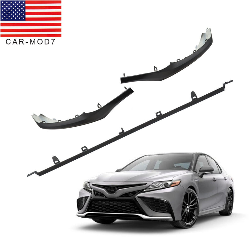 DURAFORCE Matte Black Front Lower Trim Molding Set 3pcs for Toyota Camry SE XSE 2021-23