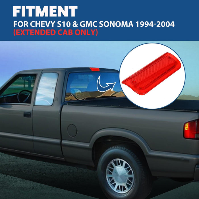DURAFORCE Red Lens Extended Cab 3rd Brake Light Cover For 1994-04 Chevy S-10 GMC Sonoma