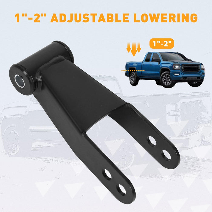 DURAFORCE For Chevy Silverado GMC Sierra 1500 1988-2018 2" Rear Drop Shackles Lowering Kit