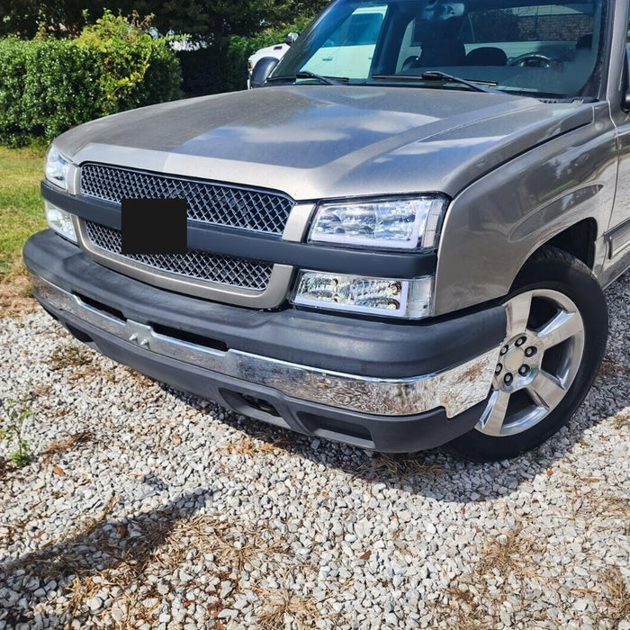 DURAFORCE For 03-07 Chevy Silverado Avalanche Headlights Bumper Lamps Chrome W/LED DRL Set