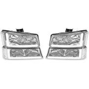 DURAFORCE For 03-07 Chevy Silverado Avalanche Headlights Bumper Lamps Chrome W/LED DRL Set