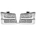 DURAFORCE For 03-07 Chevy Silverado Avalanche Headlights Bumper Lamps Chrome W/LED DRL Set