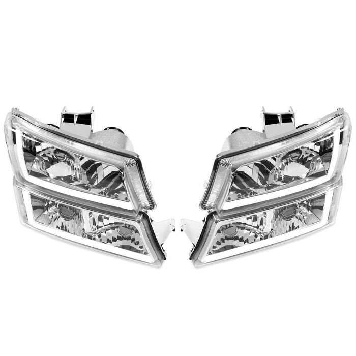 DURAFORCE For 03-07 Chevy Silverado Avalanche Headlights Bumper Lamps Chrome W/LED DRL Set