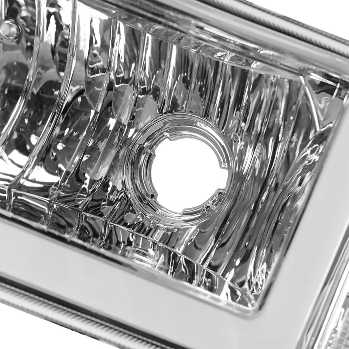 DURAFORCE For 03-07 Chevy Silverado Avalanche Headlights Bumper Lamps Chrome W/LED DRL Set