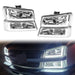 DURAFORCE For 03-07 Chevy Silverado Avalanche Headlights Bumper Lamps Chrome W/LED DRL Set