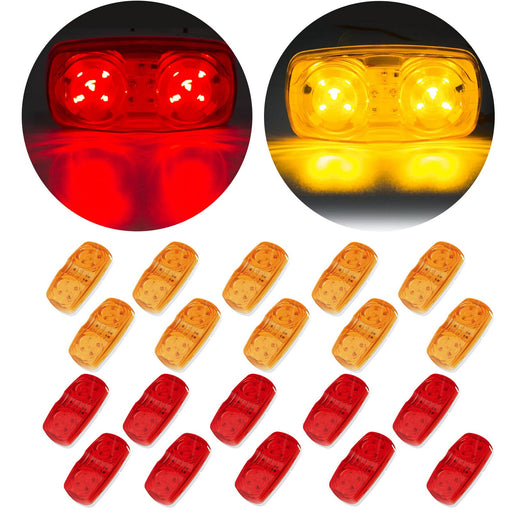DURAFORCE 20x Amber+Red 4" Clearance Trailer RV Double Bullseye LED Marker Light 10 Diodes