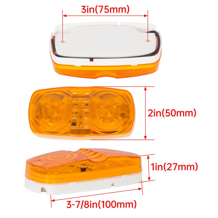 DURAFORCE 20x Amber+Red 4" Clearance Trailer RV Double Bullseye LED Marker Light 10 Diodes