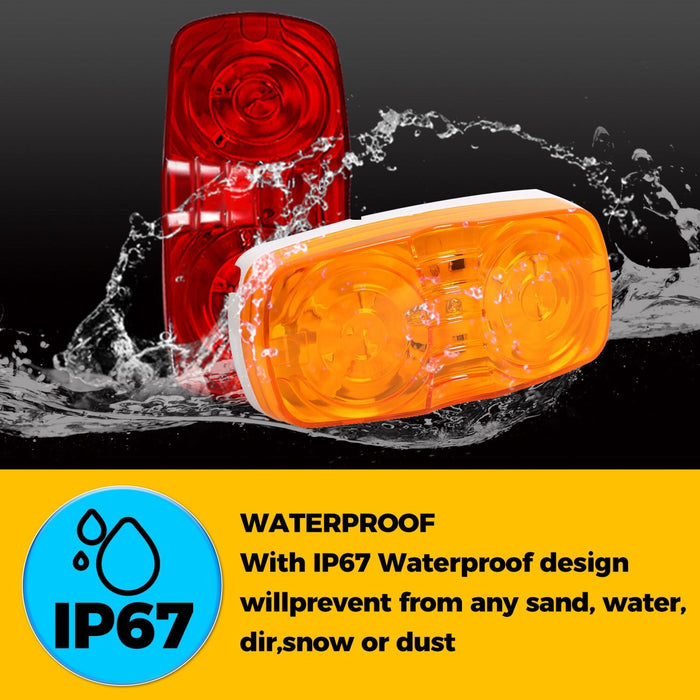 DURAFORCE 20x Amber+Red 4" Clearance Trailer RV Double Bullseye LED Marker Light 10 Diodes