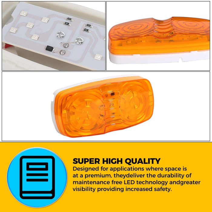 DURAFORCE 20x Amber+Red 4" Clearance Trailer RV Double Bullseye LED Marker Light 10 Diodes