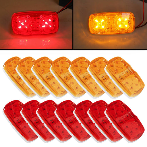 DURAFORCE 14x Trailer Marker Light 4x2 Rectangle Led Lights 10 Diodes Double Bullseye Led