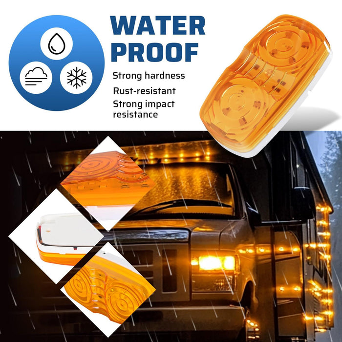 DURAFORCE 4X Amber Trailer Side Marker LED Light Double Bullseye 10 Diodes Clearance Lamp