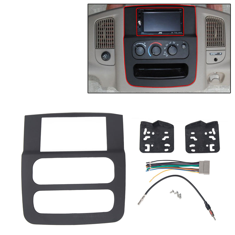 DURAFORCE Double Din Radio Stereo Dash Kit Antenna Adapter For 02-05 2003 Dodge Ram Black