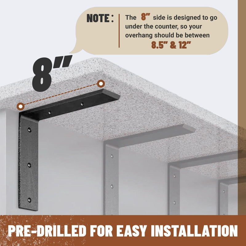DURAFORCE 4 Heavy Duty Black Steel 6"x8" Countertop Support Brackets! Corbel Lot L Shelf