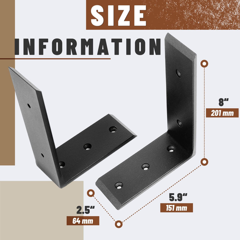 DURAFORCE 4 Heavy Duty Black Steel 6"x8" Countertop Support Brackets! Corbel Lot L Shelf