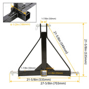 DURAFORCE 3 Point Trailer Hitch Tow Drawbar 2" Adapter Attachment For Category 1 Tractor