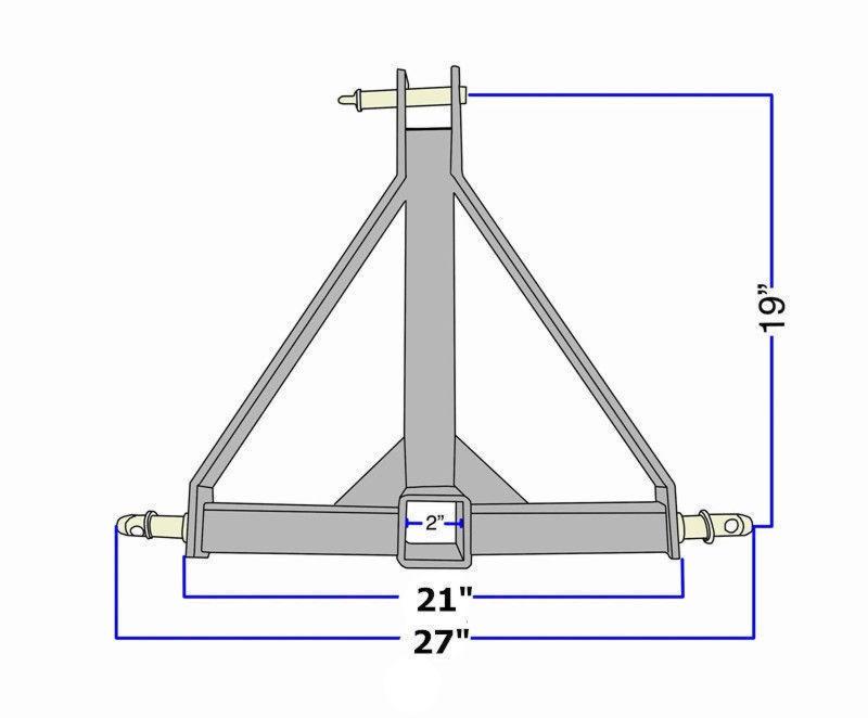 DURAFORCE 3 Point Trailer Hitch Tow Drawbar 2" Adapter Attachment For Category 1 Tractor