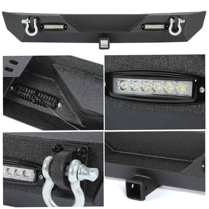 DURAFORCE Rear Bumper W/Led Light D-Rings 2" receiver Fit 87-06 Jeep Wrangler YJ TJ