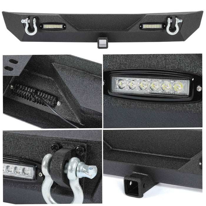 DURAFORCE Rear Bumper W/Led Light D-Rings 2" receiver Fit 87-06 Jeep Wrangler YJ TJ