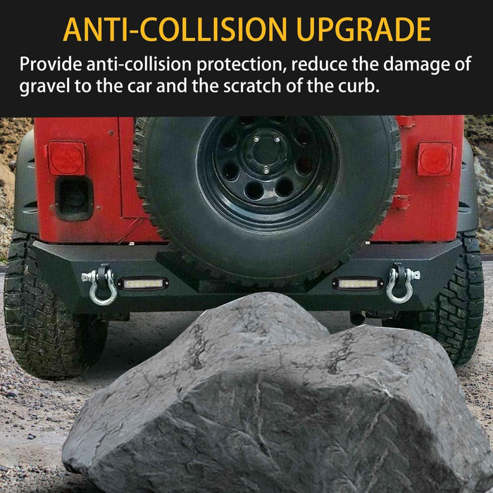 DURAFORCE Rear Bumper W/Led Light D-Rings 2" receiver Fit 87-06 Jeep Wrangler YJ TJ