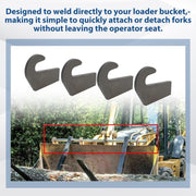 DURAFORCE Welding On Mounting Brackets For Pin Type Over The Bucket Loader Pallet Forks