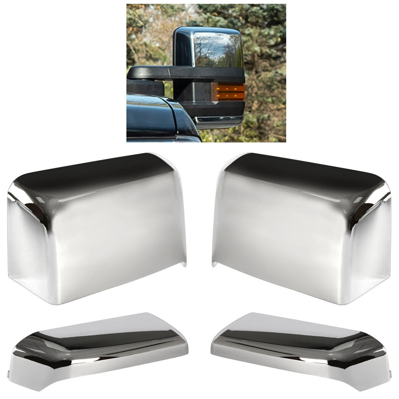 DURAFORCE For 2014-2019 Chevy Silverado GMC Sierra Chrome Tow Mirror Cap Cover Assemblies