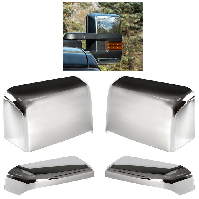 DURAFORCE For 2014-2019 Chevy Silverado GMC Sierra Chrome Tow Mirror Cap Cover Assemblies