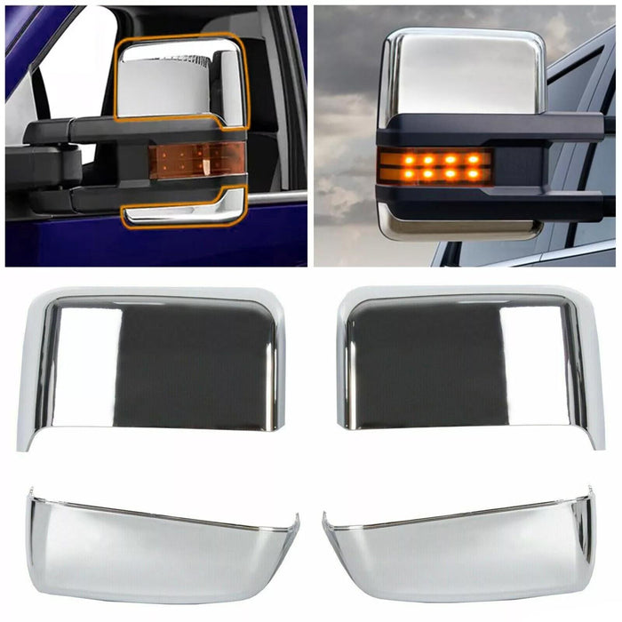 DURAFORCE For 2014-2019 Chevy Silverado GMC Sierra Chrome Tow Mirror Cap Cover Assemblies